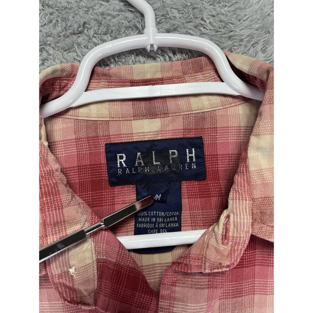 Vintage Polo Ralph Lauren RL Western Pearl Snap Plaid Shirt Red Pink‎ Men Medium - Picture 3 of 11